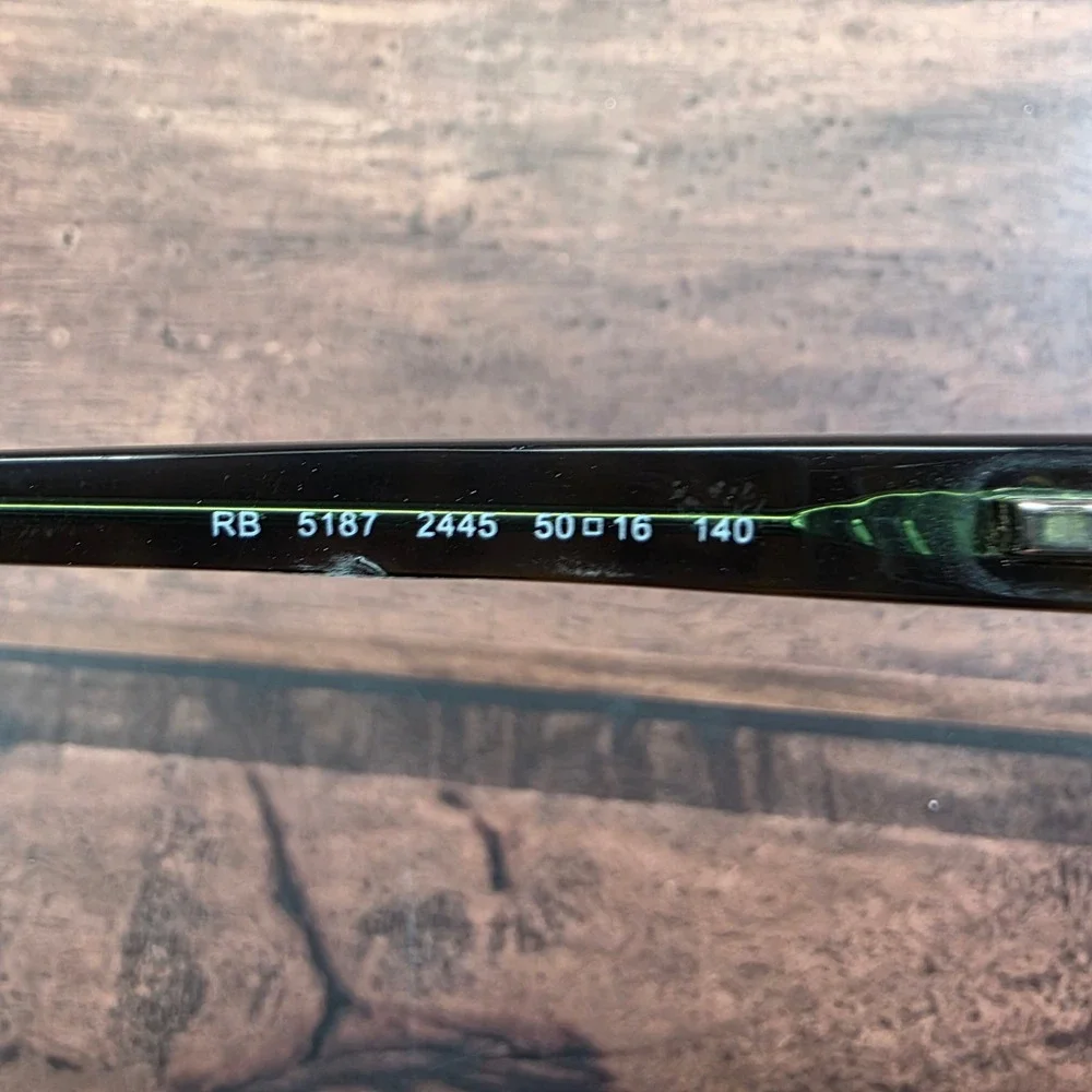 Ray-Ban RB 5187 2445 Dark Tortoise Green Rectangular Eyeglasses Frames 50-16-140